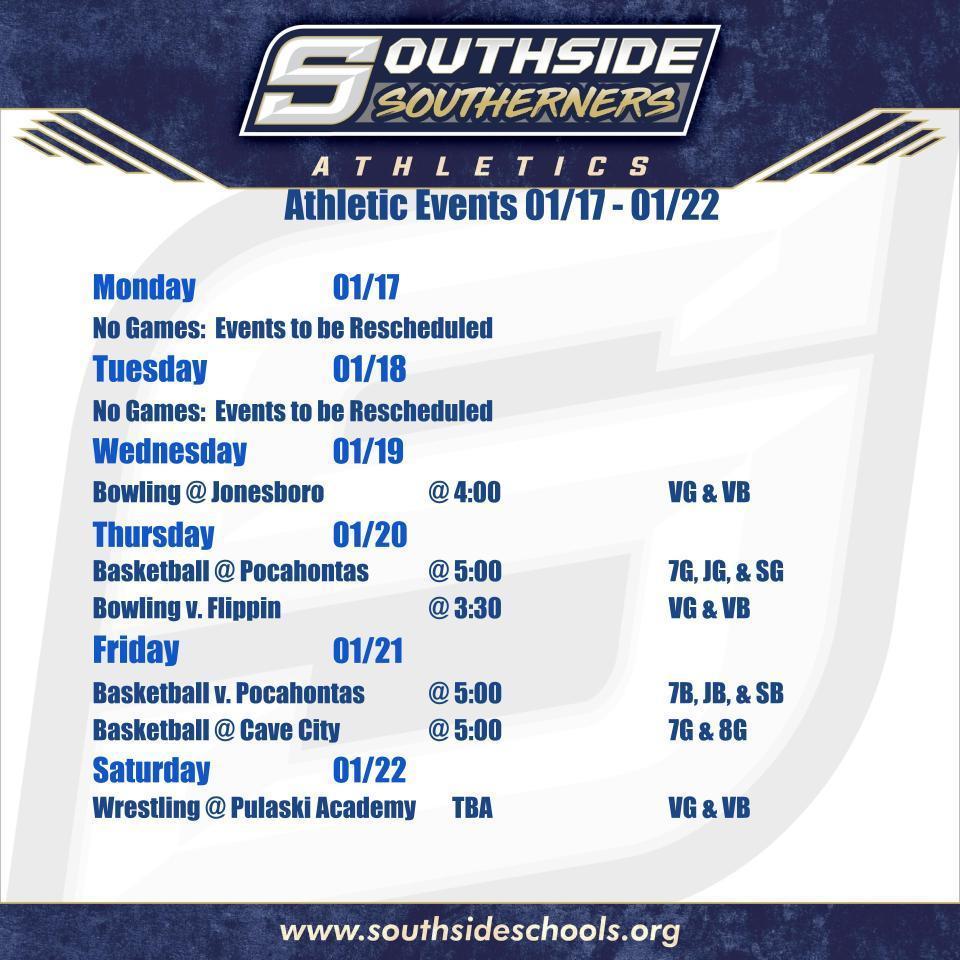 Athletic Events for the Week