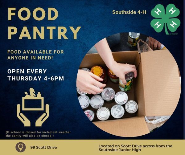 Southside Food Pantry will be open on Thursday from 4-6pm