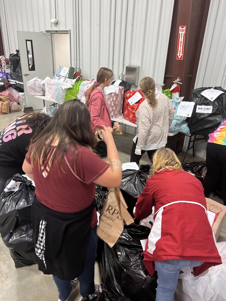 Junior high student council recently helped sort the Angel Tree presents to have them ready for family pick up at the Southside Fire Department.