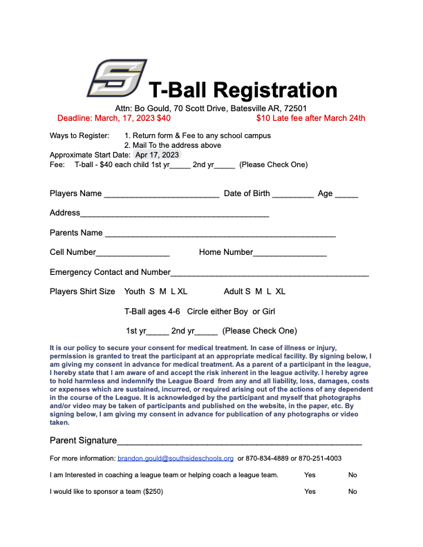 T-Ball Registration